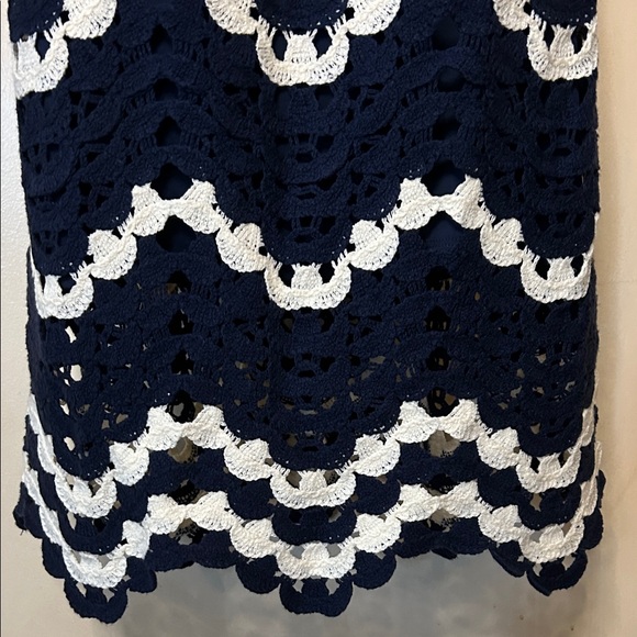 House of Harlow 1960 Navy and Cream Zigzag Crochet Midi Dress size S - Picture 10 of 13